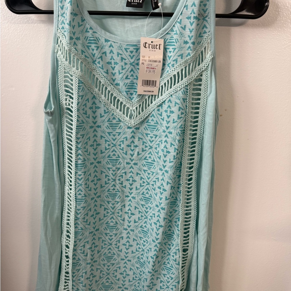 Truci Light Blue Patterned Tank Top